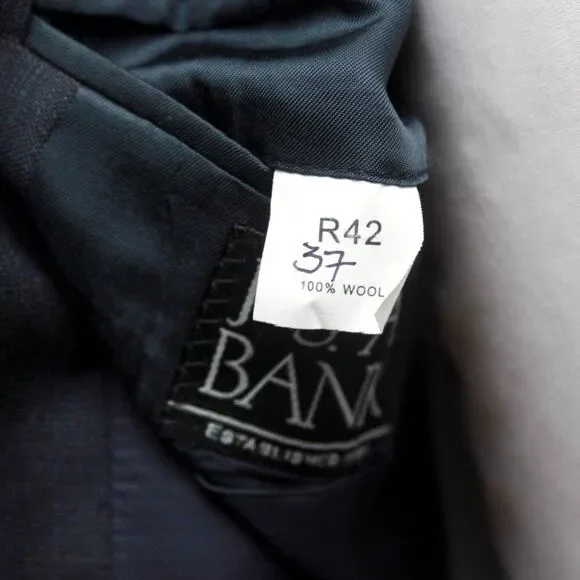 Jos A Bank 42R Navy Sport Coat Blazer Jacket‎ 2B Wool D060388
